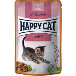 Happy Cat Kitten&Junior kacsás 85 g KARTON - 20 db
