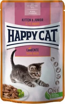Happy Cat Kitten&Junior kacsás 85 g