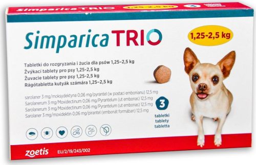 Simparica Trio rágótabletta 1,25-2,5 kg 3 db